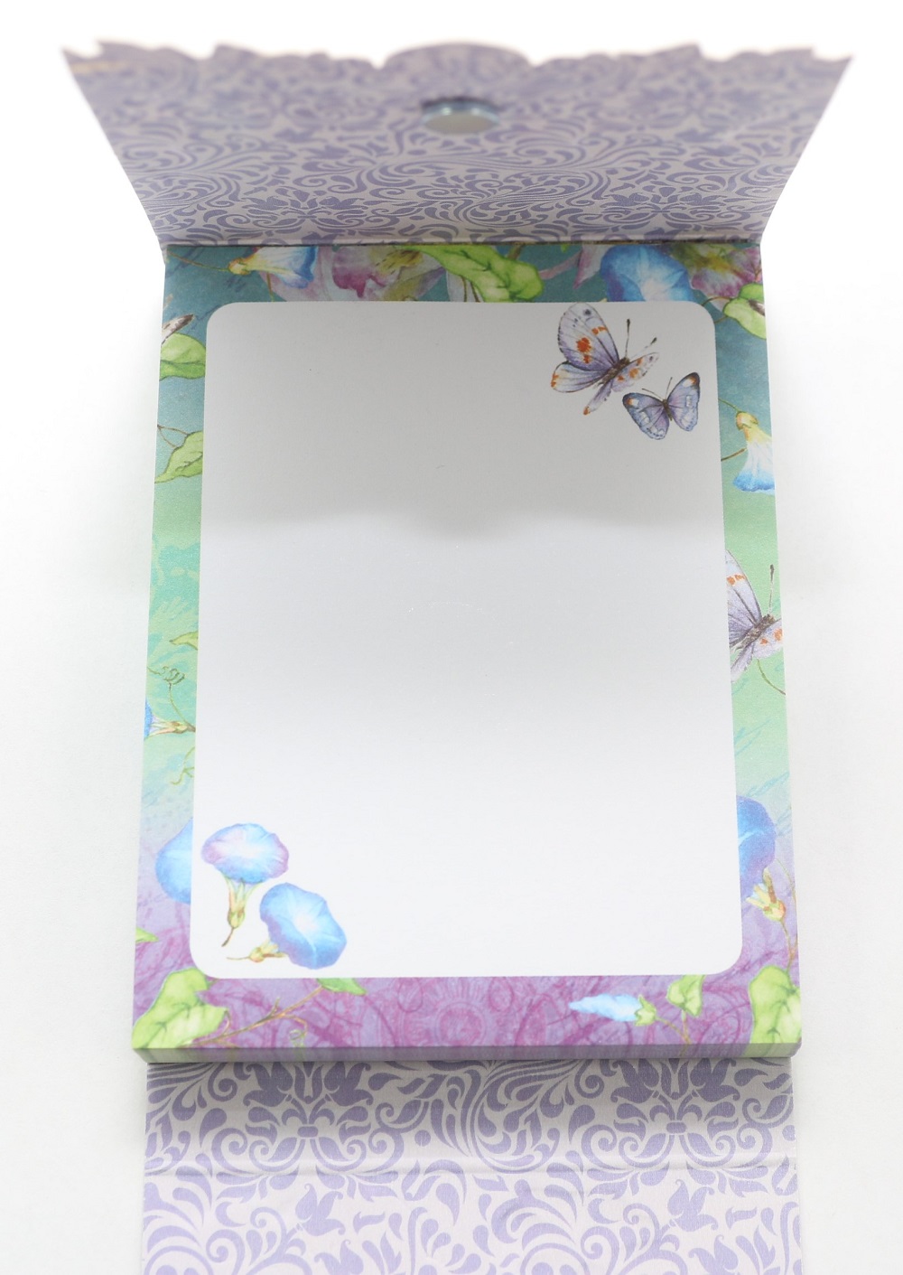 Carol Wilson Fine Arts Purse Embossed Note Pad Purple Flowers Magnetic 90 Sheets 