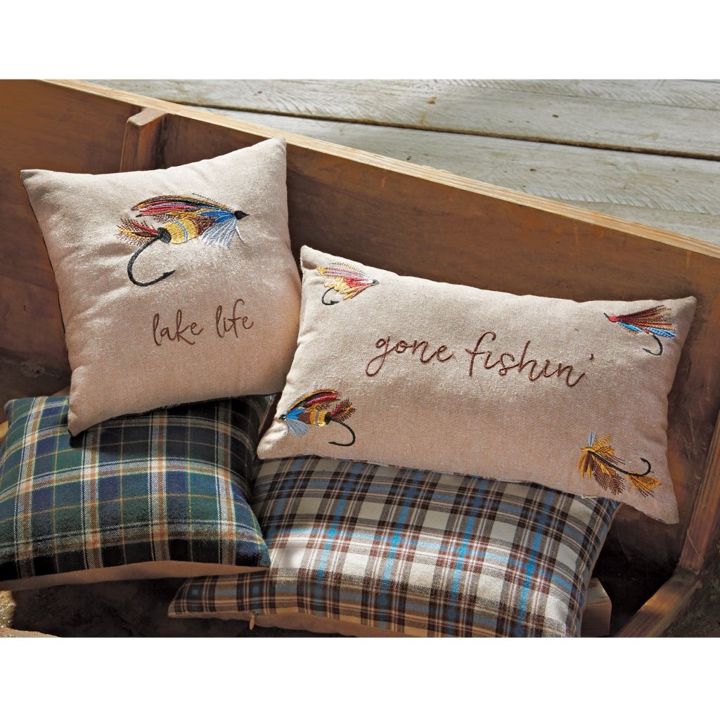 Mud Pie E9 Retreat Home Patio Decor Fishing Lure Pillow w/Zipper 41600158 Choose 