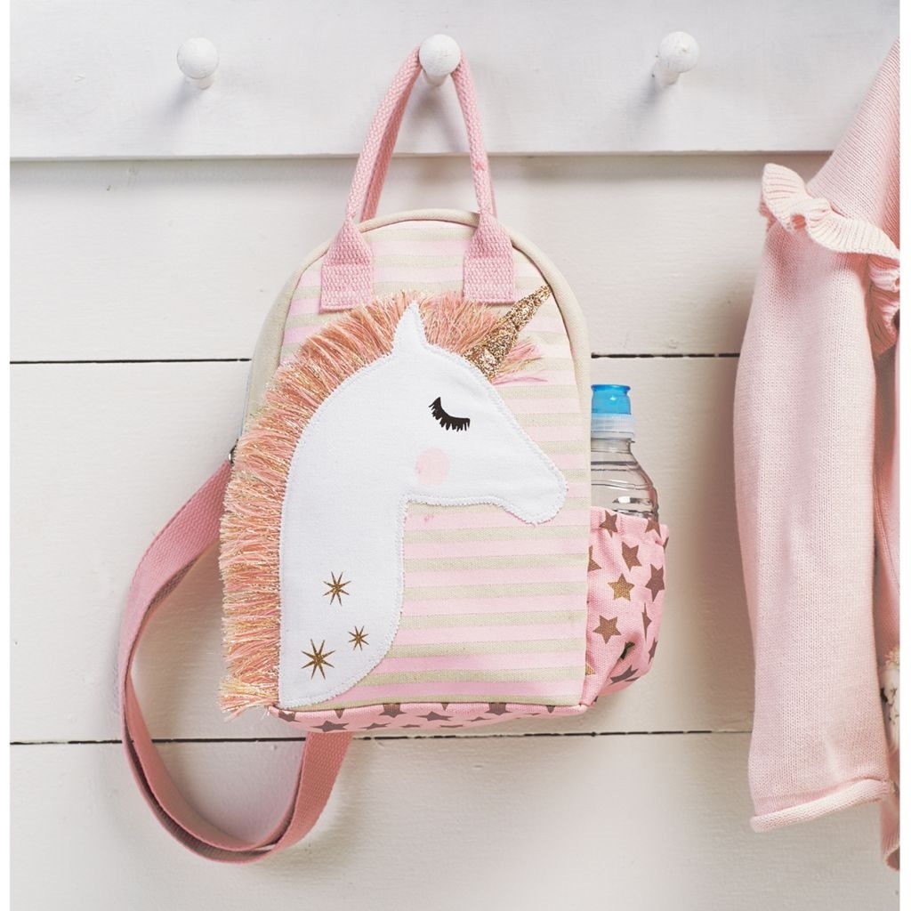 Mud Pie E0 Kids Toddler Girl Pink Dream In Glitter 10in School Unicorn Backpack