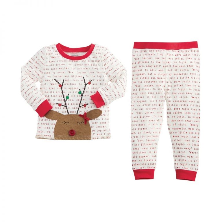 Mud Pie H9 Baby Girl Classic Christmas Rudolph Reindeer Girl Pajamas ...