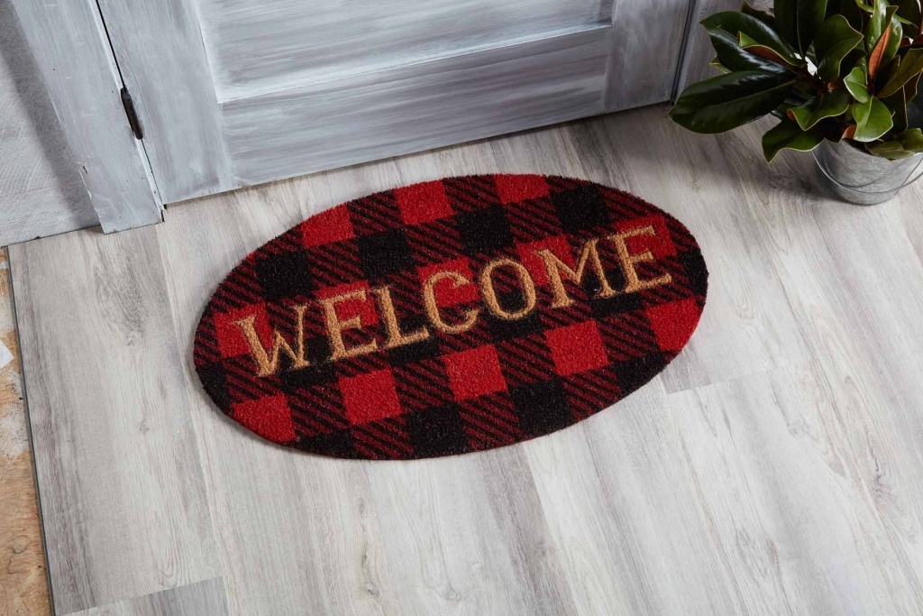 Mud Pie H0 Lodge Christmas 18x30" Welcome Check Doormat 41200041 