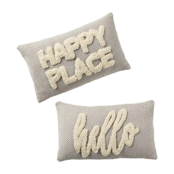 Mud Pie E1 Home Decor 12x20'' Happy Tufted Pillow 41600436 Choose Design 