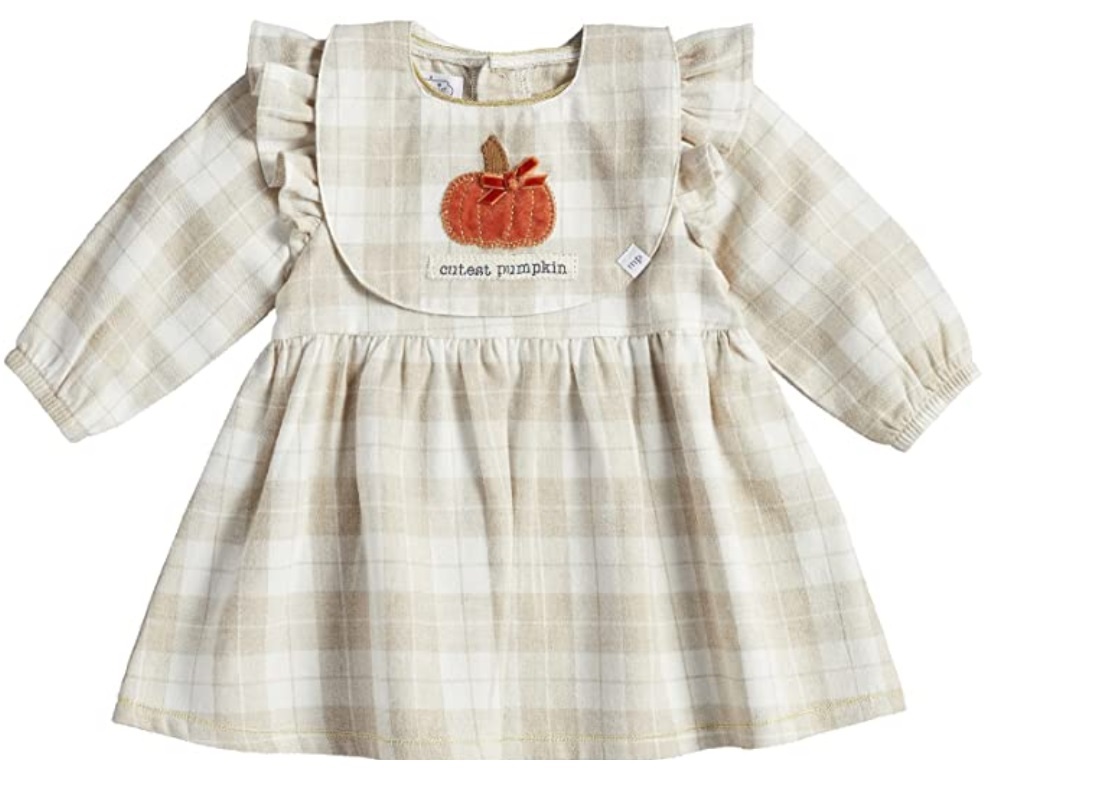 Choose Size Details about   Mud Pie H0 Thanksgiving Halloween Girl Plaid Gingham Dress And Bib 