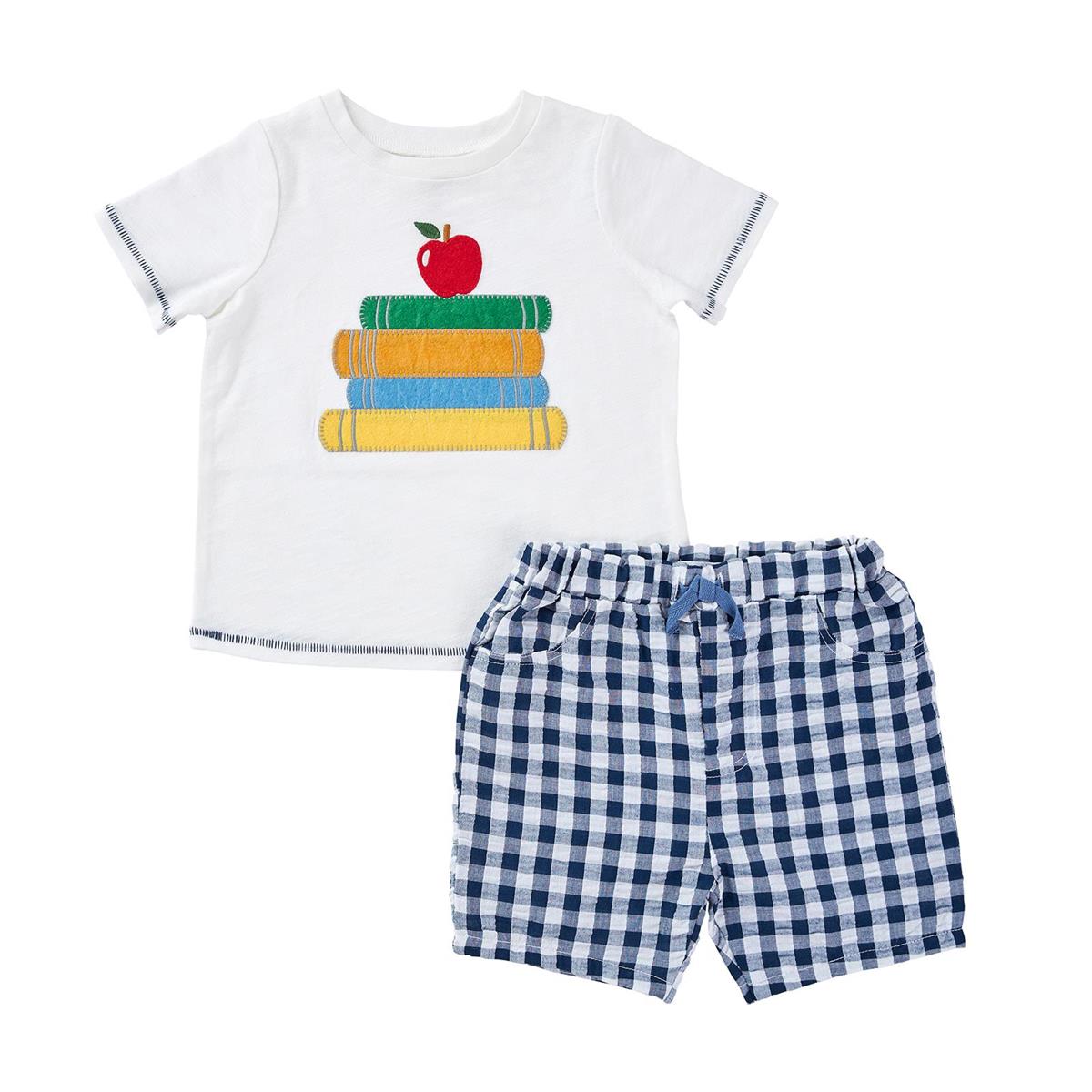 Mud Pie H2 Back to School Boy Apple Books Shirt & Short Set 11010432 Choose Size | BABY FAMILY GIFTS